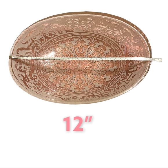 Vintage Ornate Amber Glass Serving Dish - Picture 4 of 7